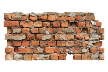 Obraz premium Old brick wall isolated on white background