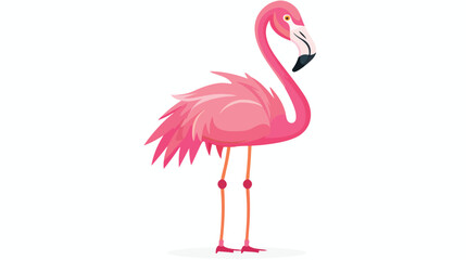 Cute pink hand drawn flamingo vector flat illustration