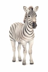 Fototapeta premium Close-up of a majestic zebra standing on a white background showcasing its unique black and white stripes.