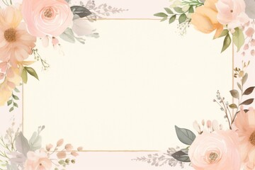 Elegant floral frame with pastel colors, ideal for invitations, weddings, or greeting cards. Delicate and sophisticated design.