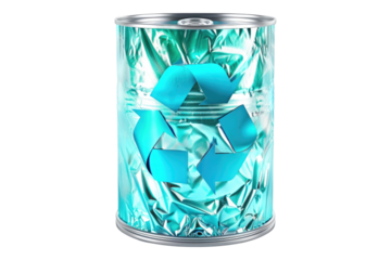 Recycling symbol made of turquoise stretch isolated on white background