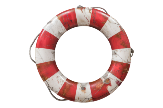 Red and white life preserver isolated on white background - Powered by Adobe