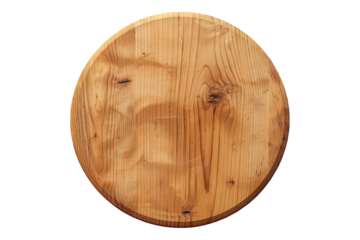 Rounded wooden board isolated on white background