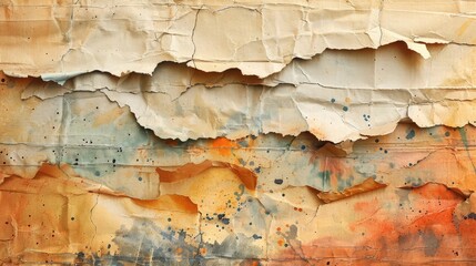 Obraz premium Torn cardboard background and texture design idea: Torn cardboard texture with watercolor splashes for book covers