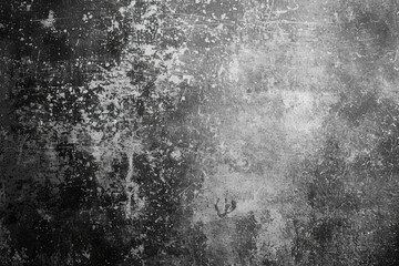 A black and white texture with dust, scratches, dirt and stains on it. The background is a dark gray. It has an aged appearance and feels dirty. Created with Ai