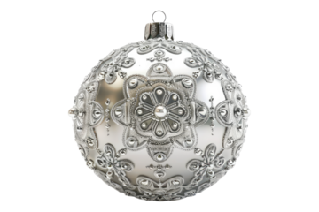 Silver Christmas ball decoration isolated on white background