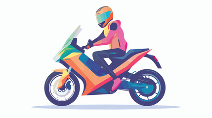 Person driving electric motorcycle ecofriendly bike.
