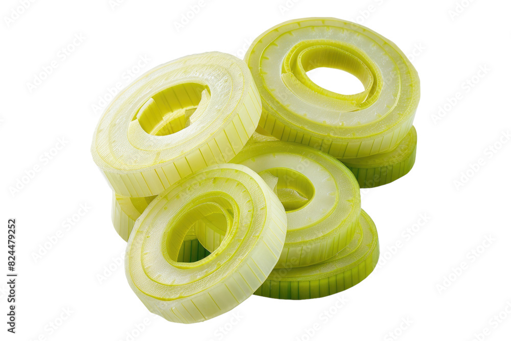 Wall mural sliced leek rings isolated on white background