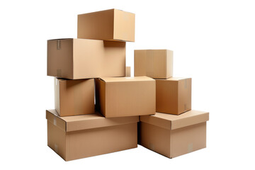 Stack of cardboard boxes isolated on white backgroun