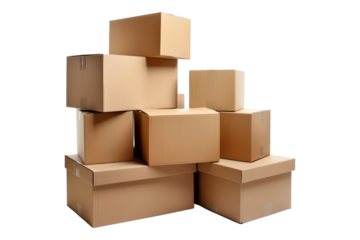 Stack of cardboard boxes isolated on white backgroun