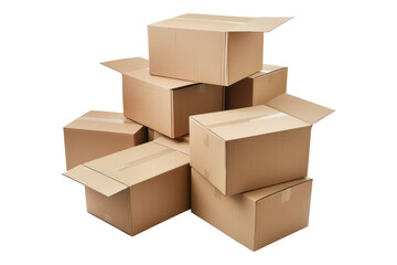 Fototapeta premium Stack of cardboard boxes isolated on white backgroun