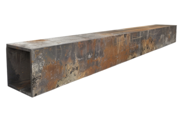 Steel box beam isolated on white background