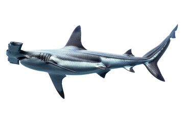 Obraz premium Swimming hammerhead shark isolated on white background