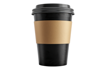 Takeaway black paper coffee cup isolated on white background