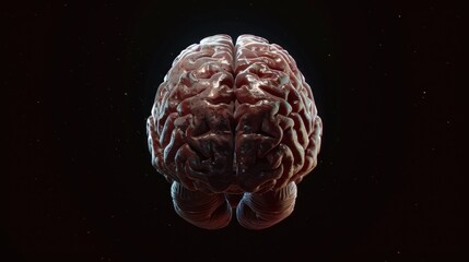 3D illustration of a human brain on a black background head