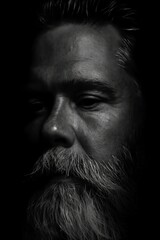 portrait of a middle aged man on black