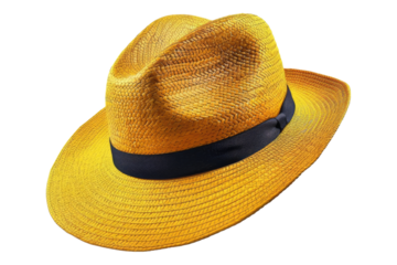 Women's yellow panama hat isolated on white background