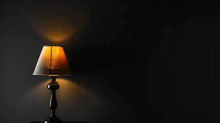 A simple art style depicts a  Lamp with a glowing light on dark background