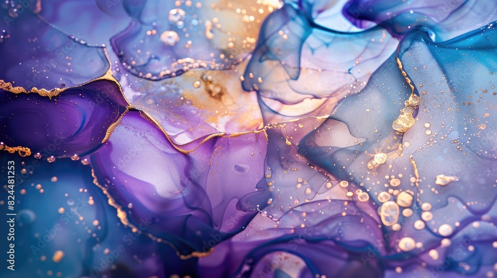 Poster macro photograph of an abstract background created with alcohol ink
