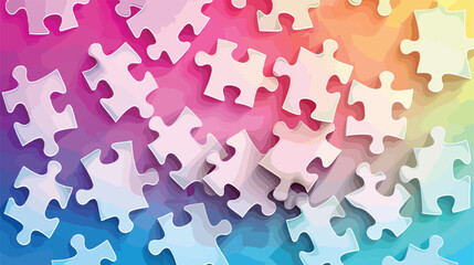 Pieces of white puzzle on color background Vector illustration