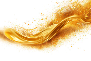 Ethereal Elegance: A Golden Balloon Dancing in the Sky on a White or Clear Surface PNG Transparent Background.