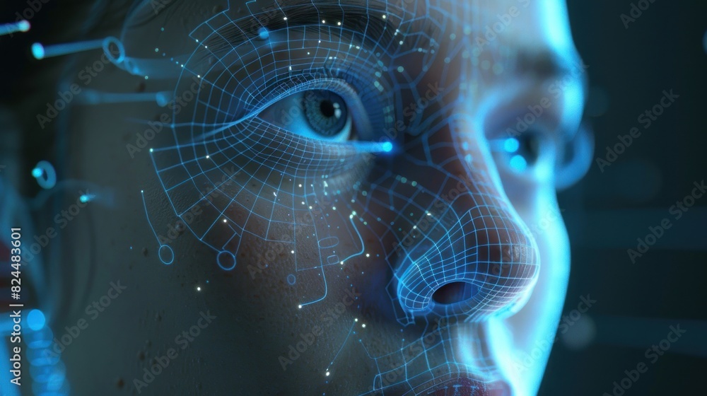 Poster facial recognition system with facial recognition interface and 3d scanning.