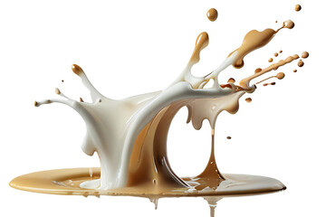 White and Chocolate splash isolated on white background PNG | Milk cup top PNG