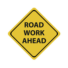 road work ahead sign on sky background