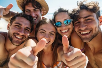 Obraz premium A group of young people taking selfies outdoors