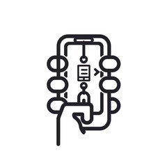 Obraz premium icon addicted with phone, slave chained to smart phone, attachment detox