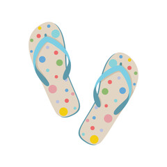 Beach slates. Colored beach flip-flops. Summer beach shoes. Light shoes. Vector illustration isolated on a white background