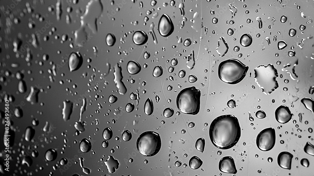 Poster A close up of raindrops on a window