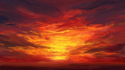 Fototapeta premium Breathtaking sunset floods the sky with vivid, dramatic hues.