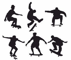 Skating skateboarder silhouettes
