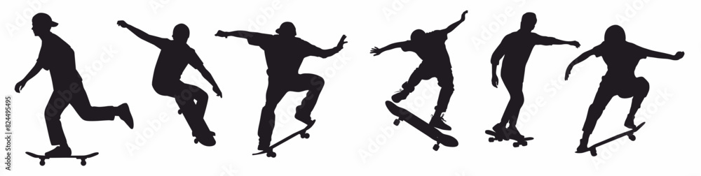 Wall mural skateboard silhouette collection