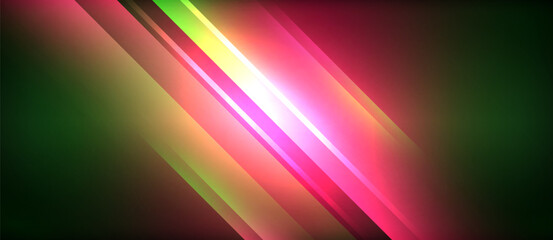 Neon glowing circle rays, light round lines in the dark, planet style neon wave lines. Energetic electric concept design for wallpaper, banner, background