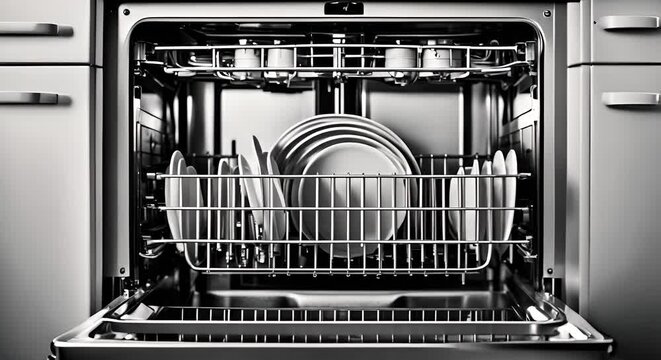 Dishes in the dishwasher.
