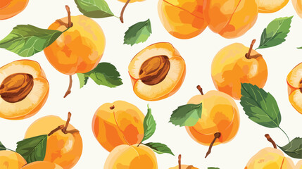 Seamless apricots pattern repeating print. Handdrawn