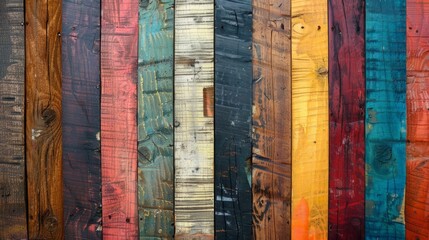 Rustic Vibrant Wooden Planks Background - Colorful Wood Texture for Design, Craft, and Photography