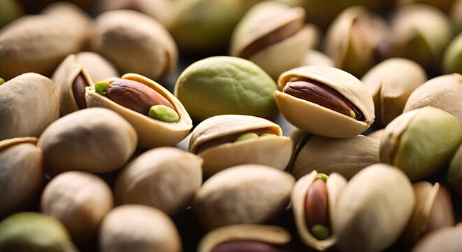 Close up of pistachios.