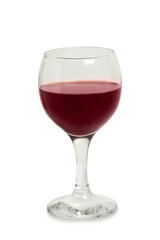 wine glass with red wine isolated