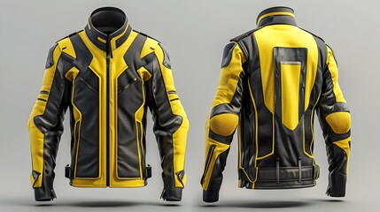 Chartreuse and Black High-Performance Motorsports Jacket with Sleek Minimalist Design