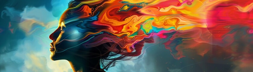 Colorful abstract background with bubbles and watercolor effects