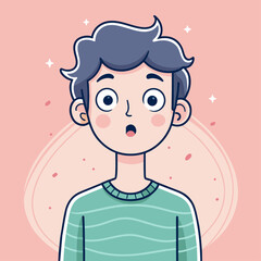 Minimalist person with a surprised expression, crafted in an adorable doodle style,  Generative AI