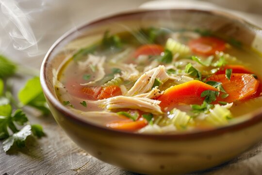 Delicious homemade chicken noodle soup with vegetables