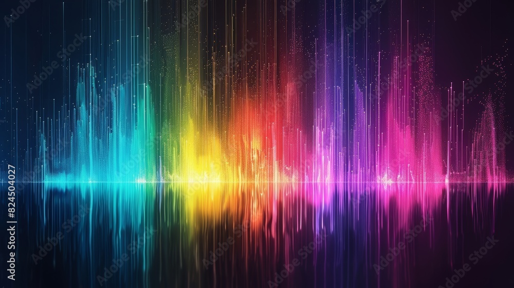 Poster A sound wave visualized as a colorful spectrum of light, with each frequency represented by a different color.
