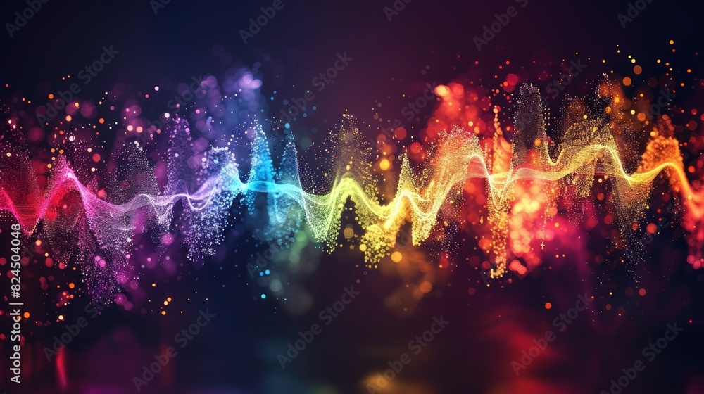 Poster A sound wave visualized as a colorful spectrum of light, with each frequency represented by a different color.