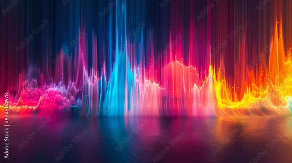 Poster A sound wave visualized as a colorful spectrum of light, with each frequency represented by a different color.