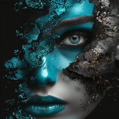 baba, buzia, augen, beuty, makieta, makijarz, augen, moda, bliska, sztuka, osoba, bliska, sk&oacute;ra, atrakcyjność, farba, makijarz, bąkać, przerażający, lud, owłosienie, czarna, barwa, patrzeć, patrząc