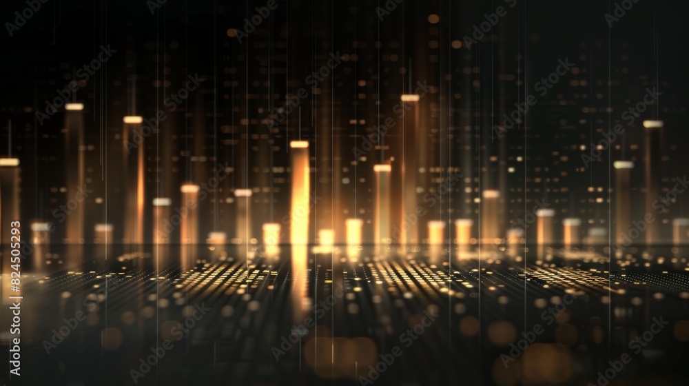 Poster a sophisticated music equalizer seamless loop background with elegant, metallic bars gracefully sway